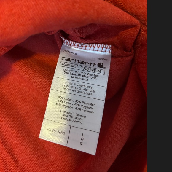 Carhartt oversized burnt orange logo pocket long sleeve shirt NWT - Picture 6 of 7